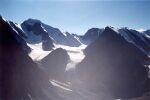 Путь спуска с перевала Джело по леднику Правый Большой Актру
